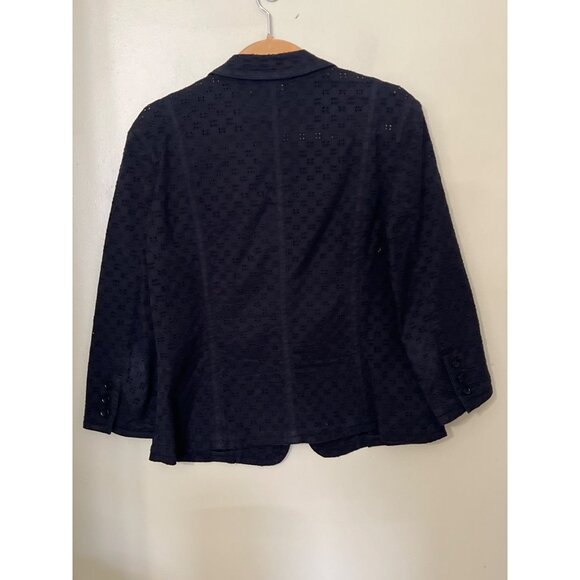 Talbots Womens Black Eyelet Stretch Blazer Jacket Size 12 Business Career Office - Picture 6 of 12